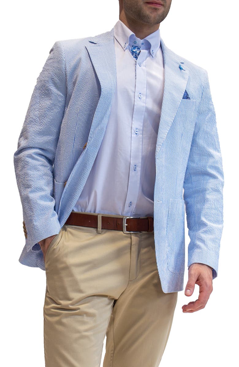 TailorByrd Classic Seersucker Stripe Sportcoat, Alternate, color, Blue