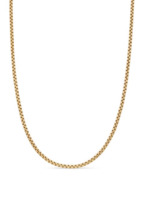 Men's Box Chain Necklace in 18K Gold, 2.7mm