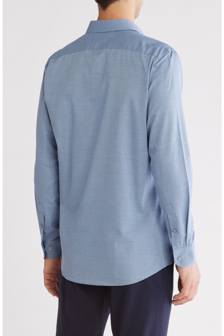 Slim Fit Double Edge Texture Dress Shirt, Alternate, color, NAVY