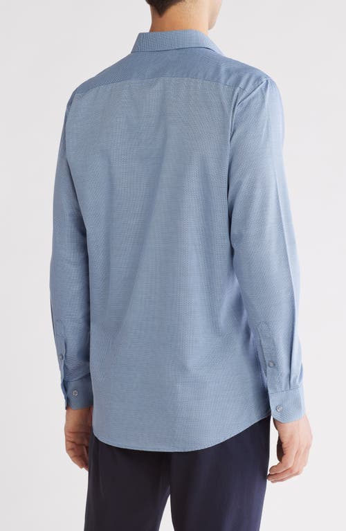 Perry Ellis Slim Fit Double Edge Texture Dress Shirt In Navy