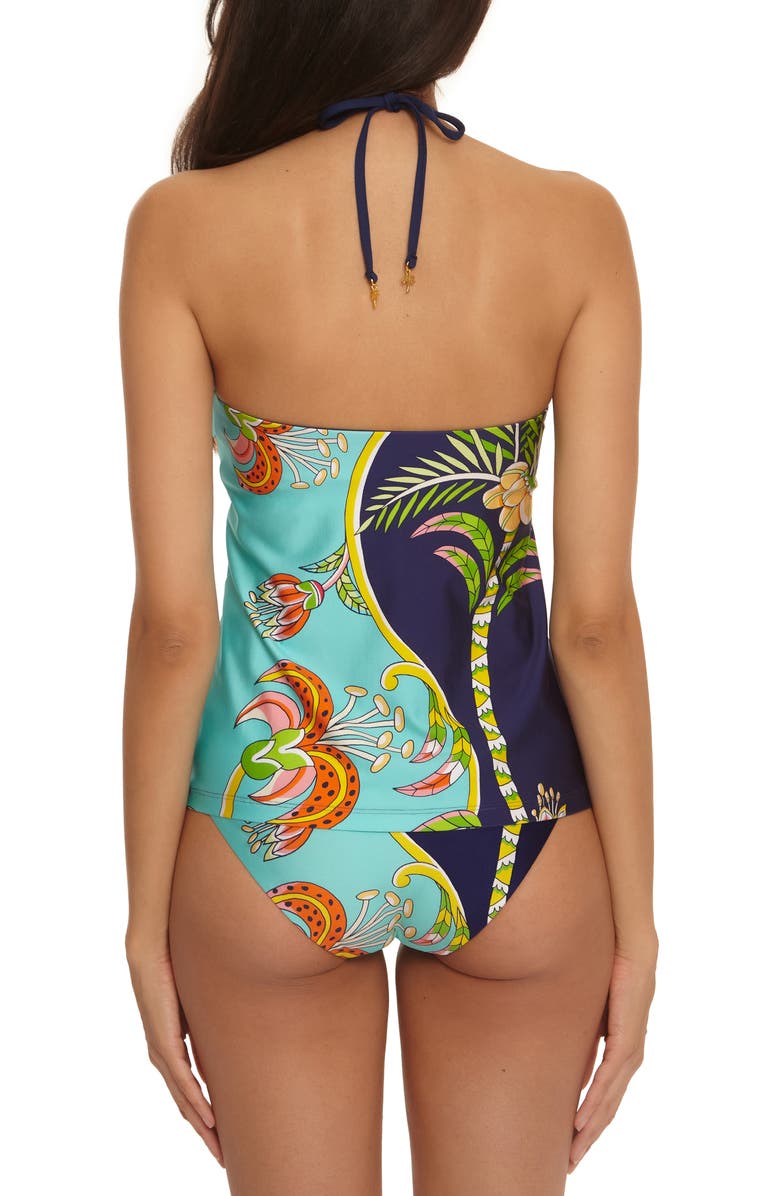 Trina Turk Flamingo Halter Tankini, Alternate, color, Blue Multi