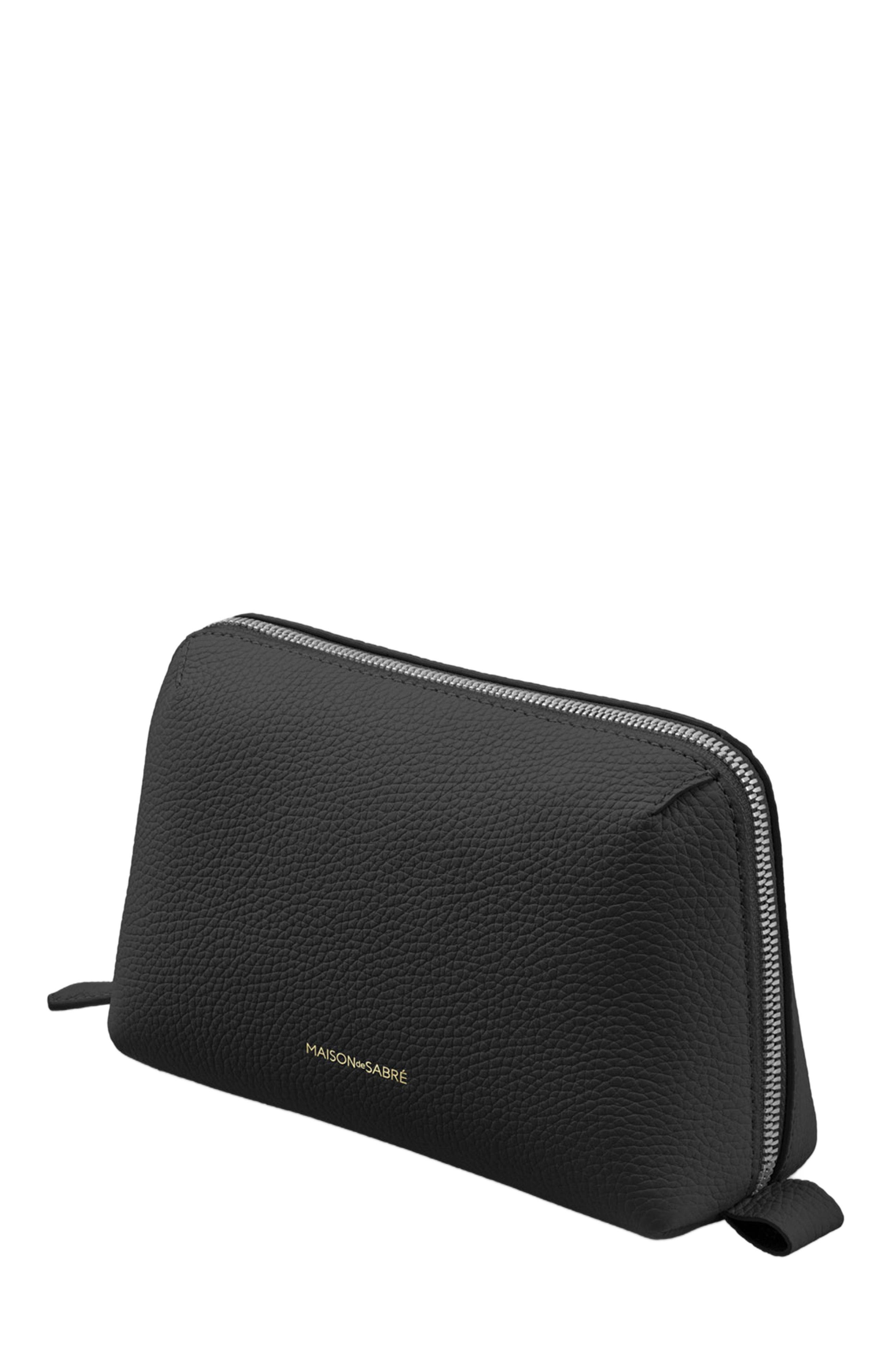MAISON de SABRÉ Leather Tech Pouch, Alternate, color, Black Caviar