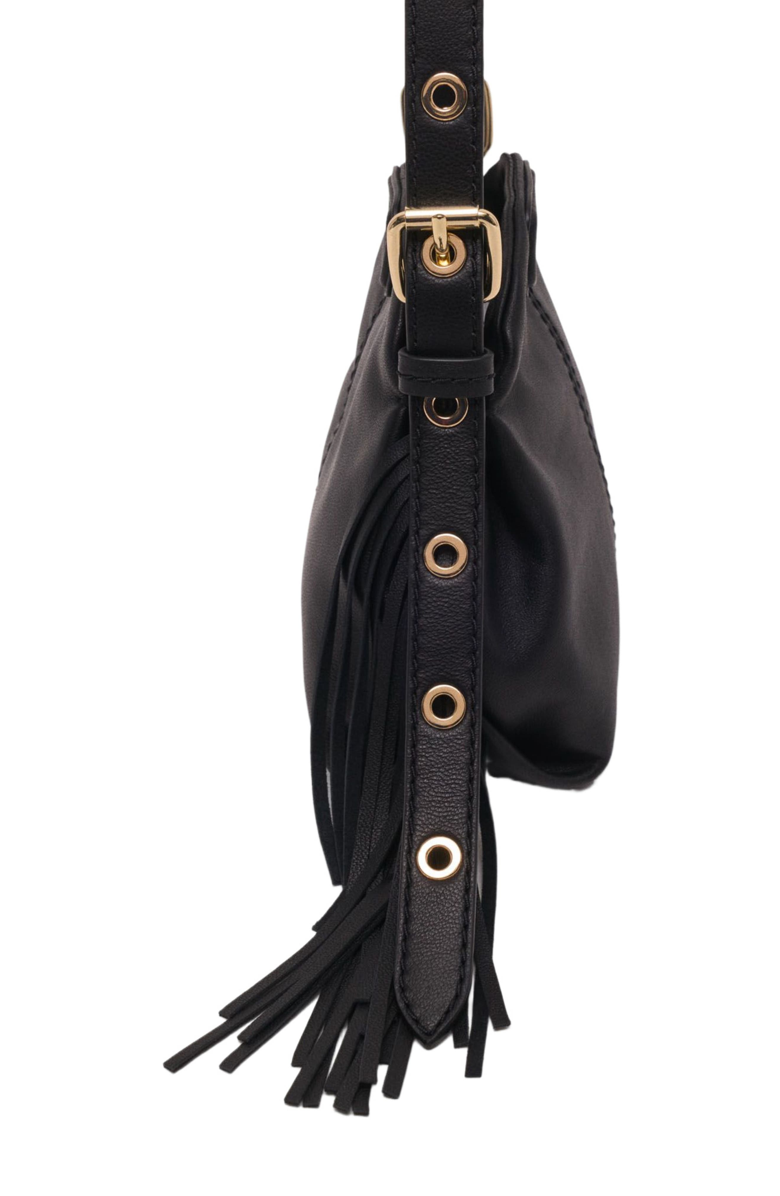 maje Miss M micro leather bag, Alternate, color, Black