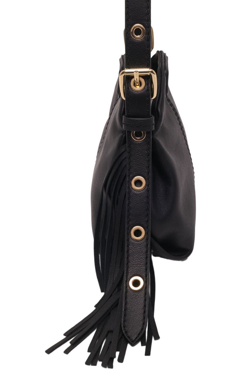 maje Miss M micro leather bag, Alternate, color, Black