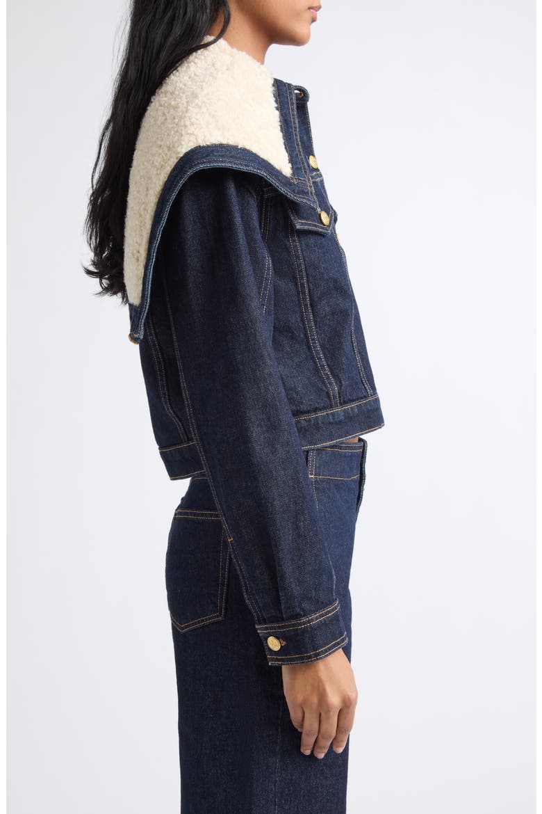 Sybil Faux Shearling Accent Denim Jacket, Alternate, color, TIGRIS