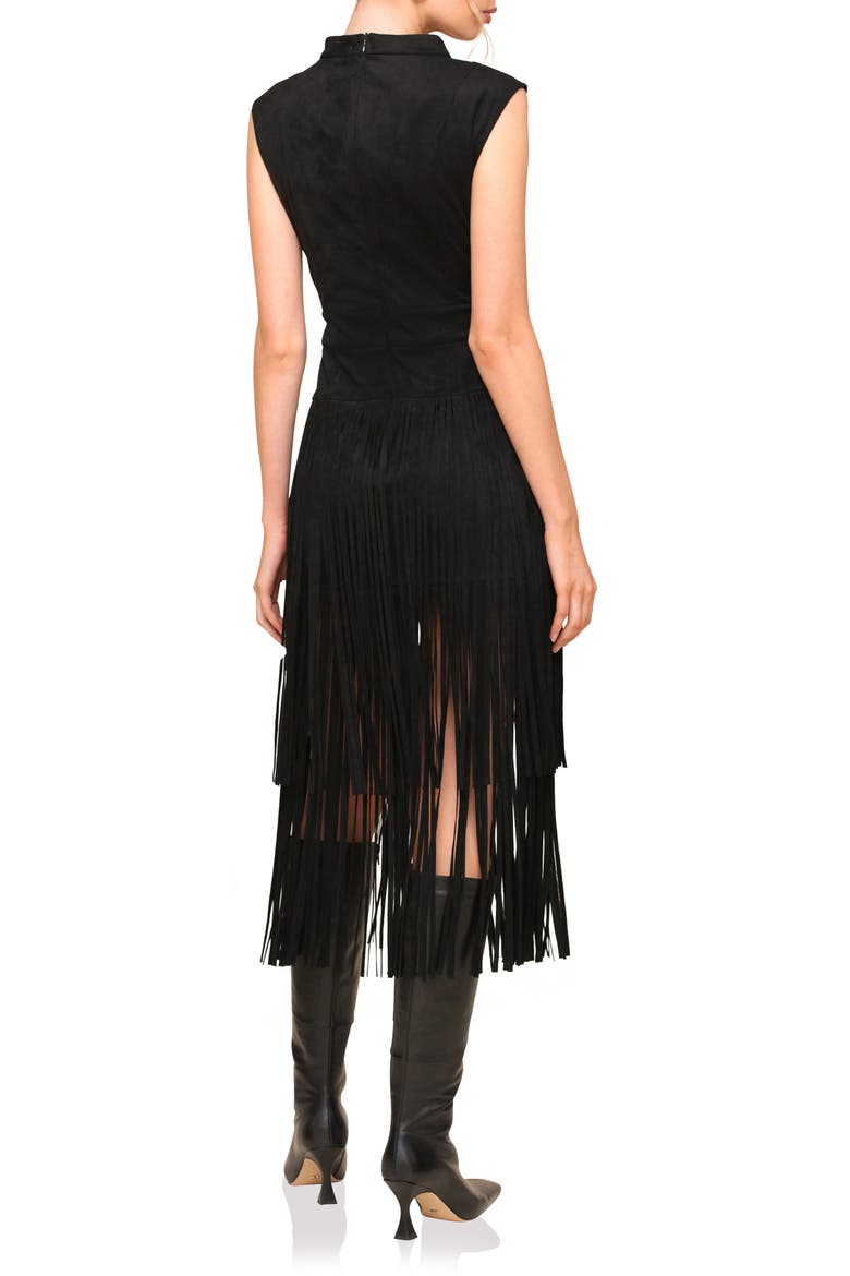 Sleeveless Fringe Dress, Alternate, color, BLACK