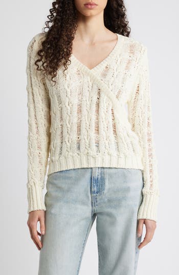MANGO MANGO NAVAL OPENWORK CABLE KNIT SWEATER 