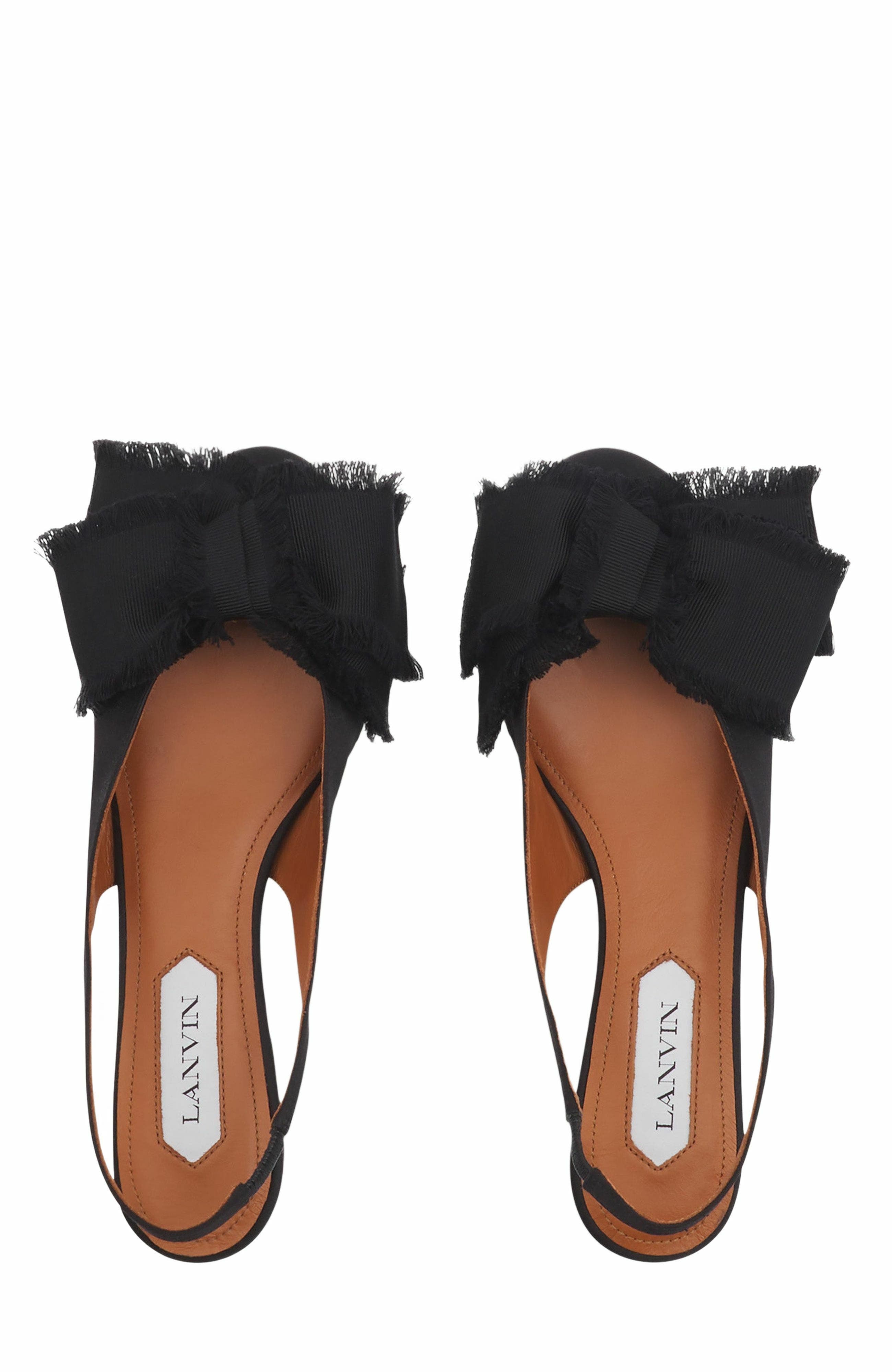 Lanvin Slingback Ballerina Flat In Satin, Alternate, color, Black