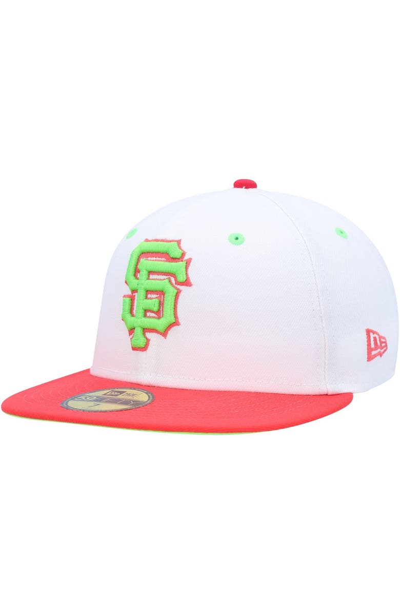 New Era Men's New Era White/Coral San Francisco Giants 50th Anniversary Strawberry Lolli 59FIFTY Fitted Hat, Alternate, color, 