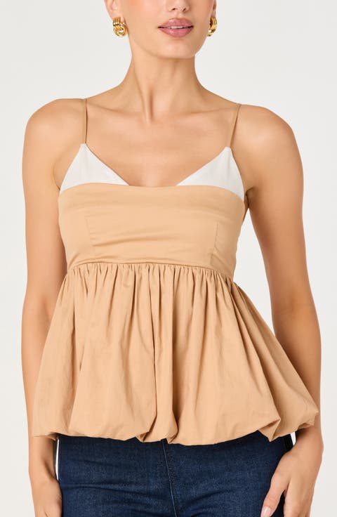 Alon Colorblock Bubble Hem Peplum Top