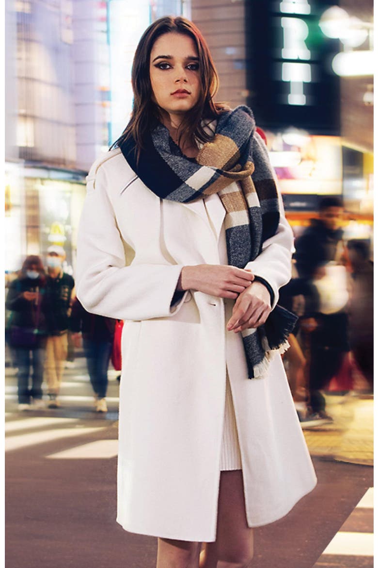 Staten Island Plaid Scarf, Alternate, color, Navy