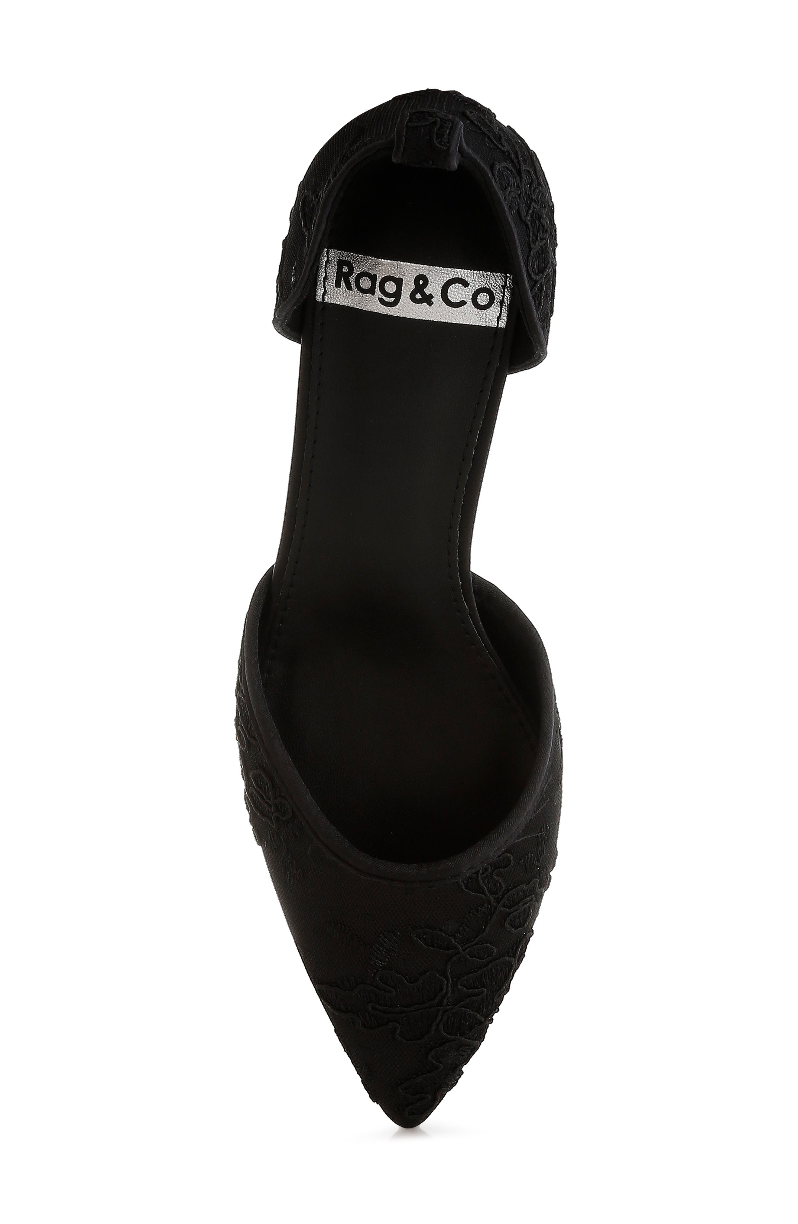 Rag & Co Bruna Faux Pearl Ankle Tie Lace Pump, Alternate, color, Black