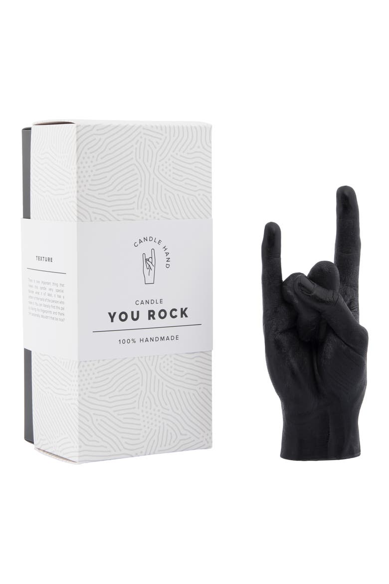 You Rock Hand Candle, Alternate, color, BLACK