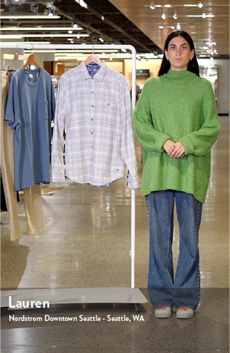 Coastal Vibes Plaid Cotton Flannel Button-Up Shirt, sales video thumbnail