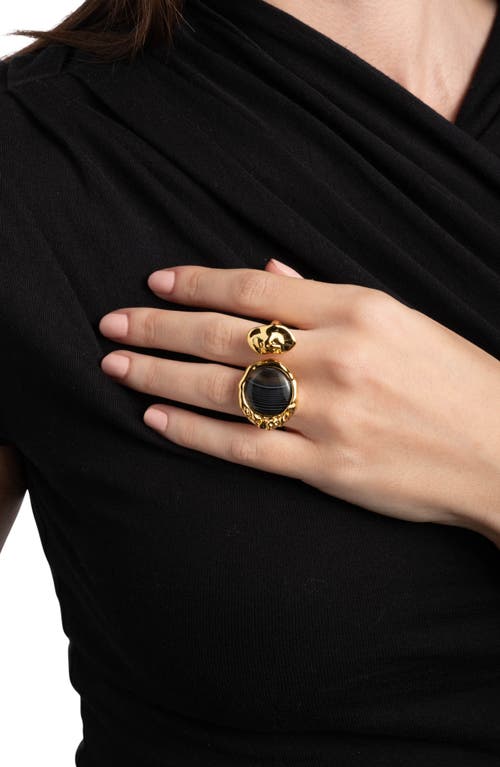 ALEXIS BITTAR ALEXIS BITTAR BRUT BANDED AGATE COIN OPEN RING 
