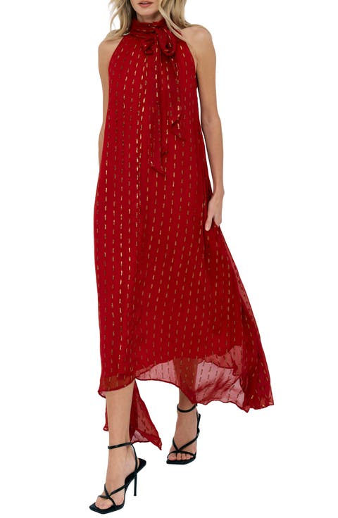 Sybil Metallic Print Chiffon Dress