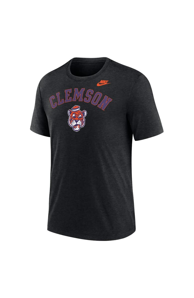 Nike Men's Nike Heather Black Clemson Tigers Legacy Arch Tri-Blend T-Shirt, Alternate, color,