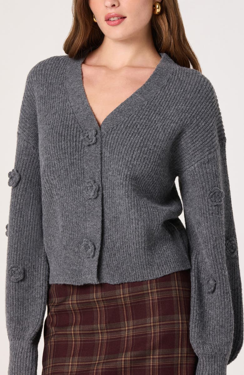 ASTR the Label 3D Floral Cardigan, Alternate, color, Charcoal