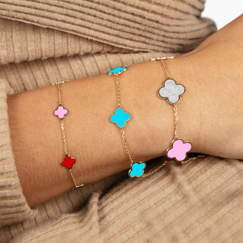 The Lovery Fine Jewelry Small Turquoise Clover Bracelet In Blue