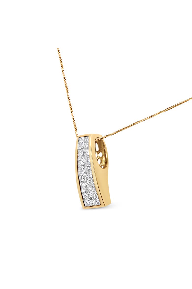 14K Yellow Gold 1 1/2 cttw Princess Cut Diamond Greek Column Pendant Necklace, Alternate, color, Yellow