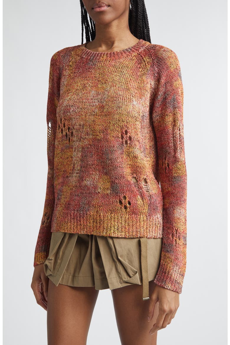 Haby Openwork Ladder Stitch Sweater, Alternate, color, ORANGE