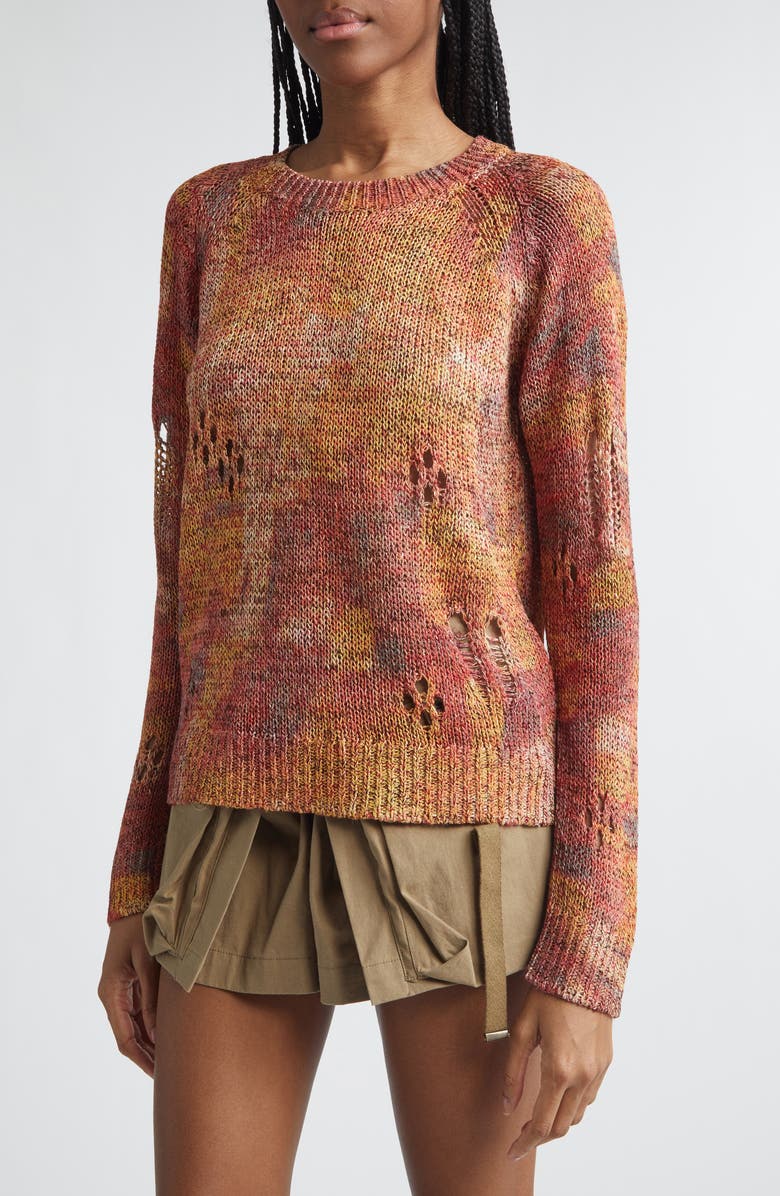 Isabel Marant Haby Openwork Ladder Stitch Sweater, Alternate, color, Orange