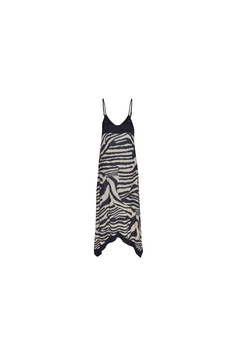 Color Block Trim Print Dress, Alternate, color, Ivory Navy