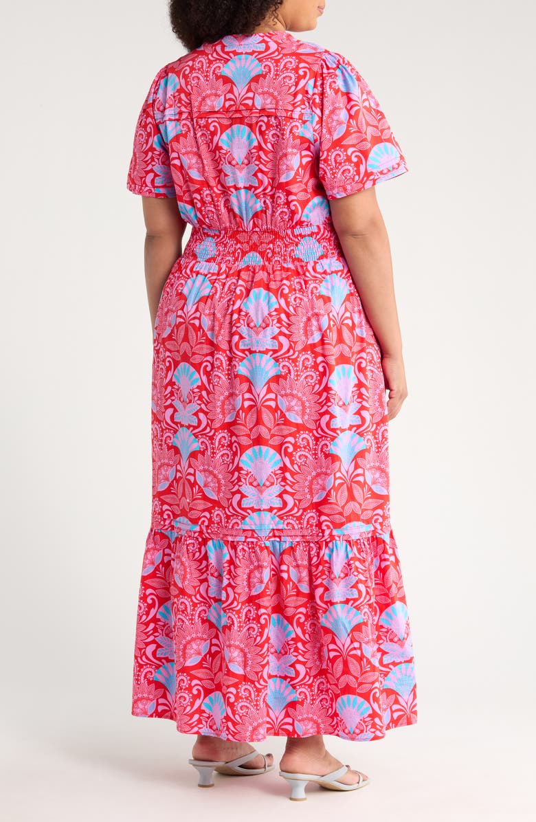 SUGARLIPS Radiant Floral Cotton Poplin Maxi Dress, Alternate, color, Blue/ Pink/ Red