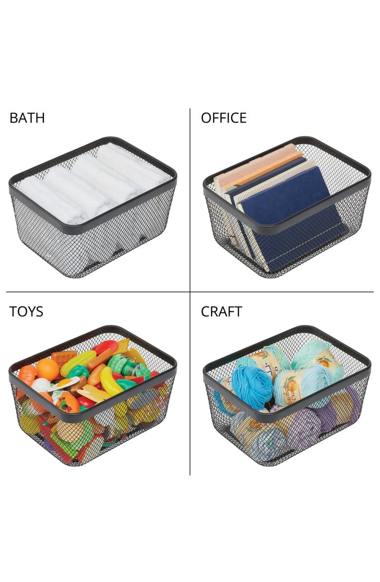 mDesign Metal Mesh Pantry Basket for Kitchen Organization and Storage - Set of 4 - Black, Alternate, color, Black