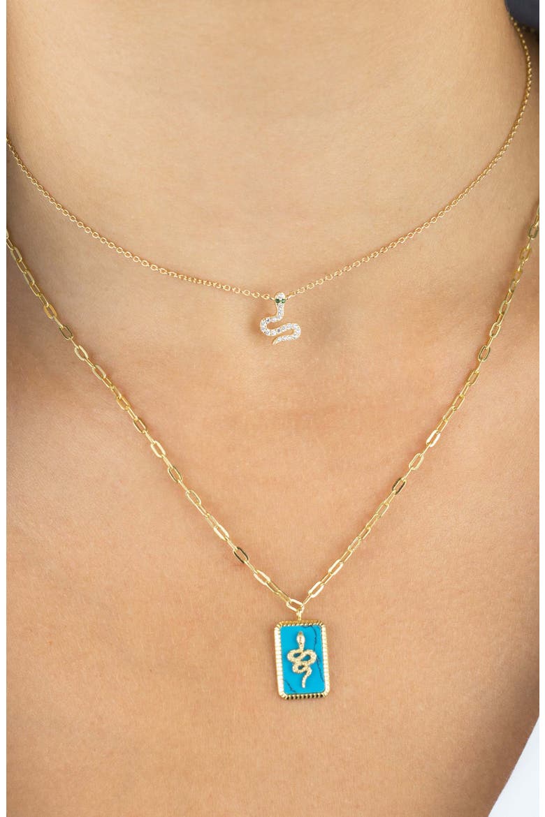 Adina's Jewels Pavé Snake Charm Choker, Alternate, color, GOLD