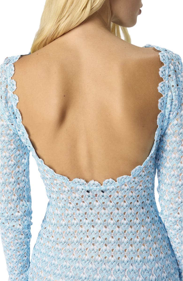 Missoni Short Lace Long Sleeve Cover-up, Alternate, color, Light Blue