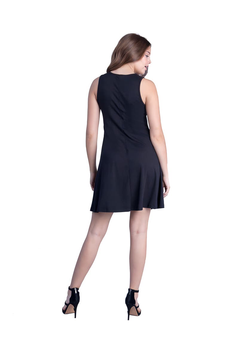 Petites Sleeveless A-Line Fit and Flare Skater Dress, Alternate, color, Black
