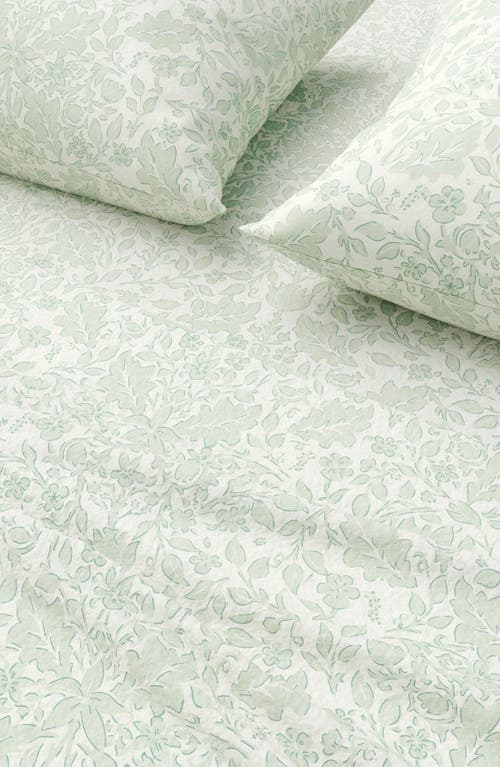Woven & Weft Winter Floral 4-piece Flannel Bed Sheet Set In Green