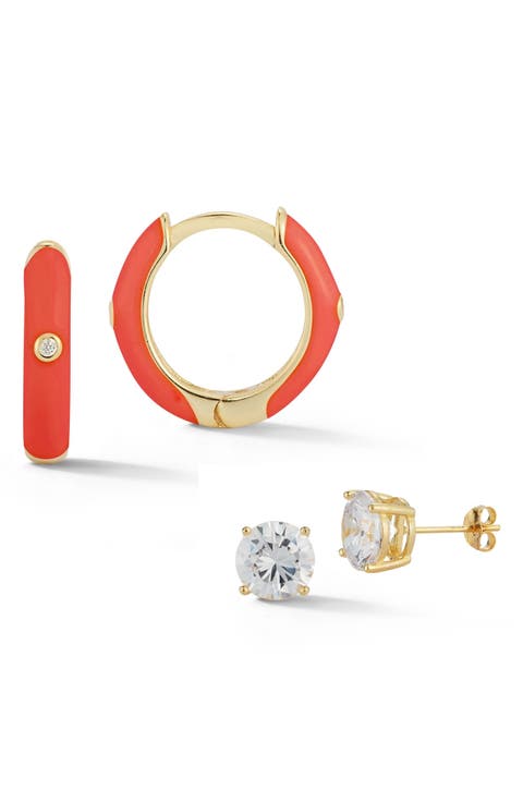 Set of 2 Stud & Hoop Earrings