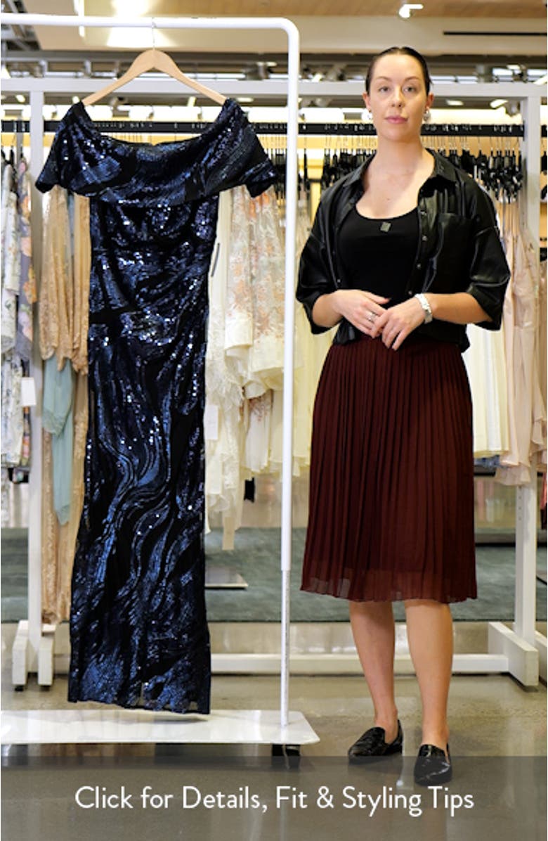 Sequin Wave Off the Shoulder Gown, sales video thumbnail