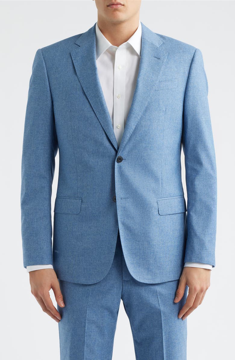 Emporio Armani Light Blue Mélange Wool & Cotton Blend Suit, Alternate, color, Blue