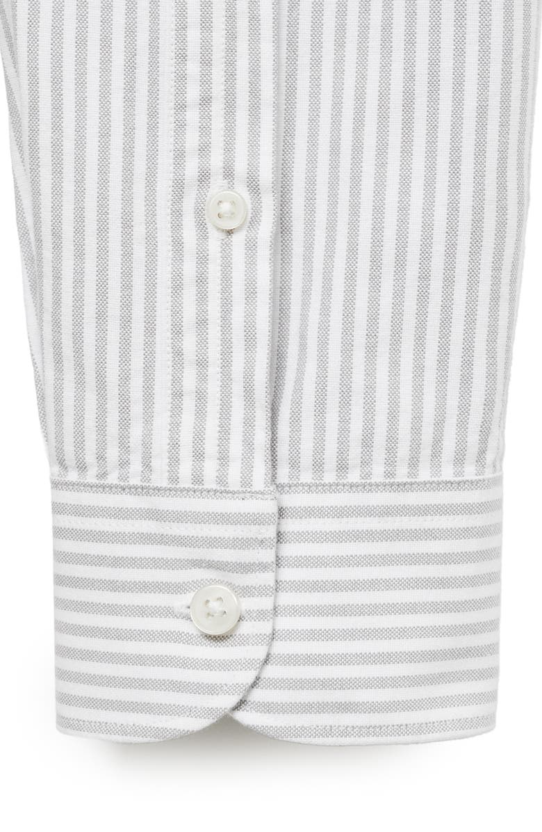 MANGO Stripe Cotton Button-Up Oxford Shirt, Alternate, color, Grey