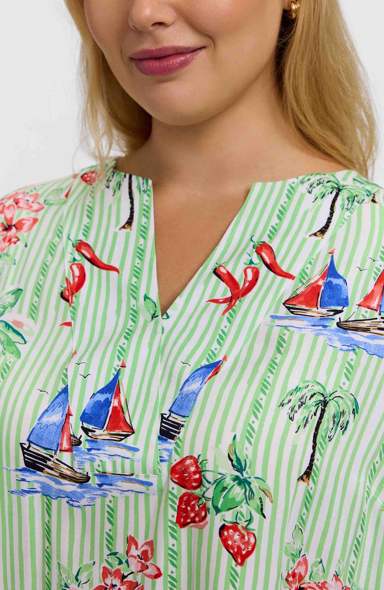 Foxcroft Alicia Resort Stripe Popover Top, Alternate, color, 