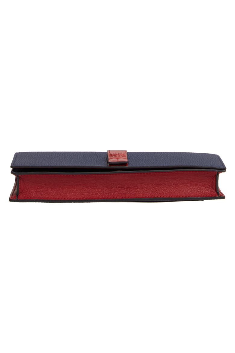 Leather Wallet on a Chain, Alternate, color, MARINE/ BRICK RED
