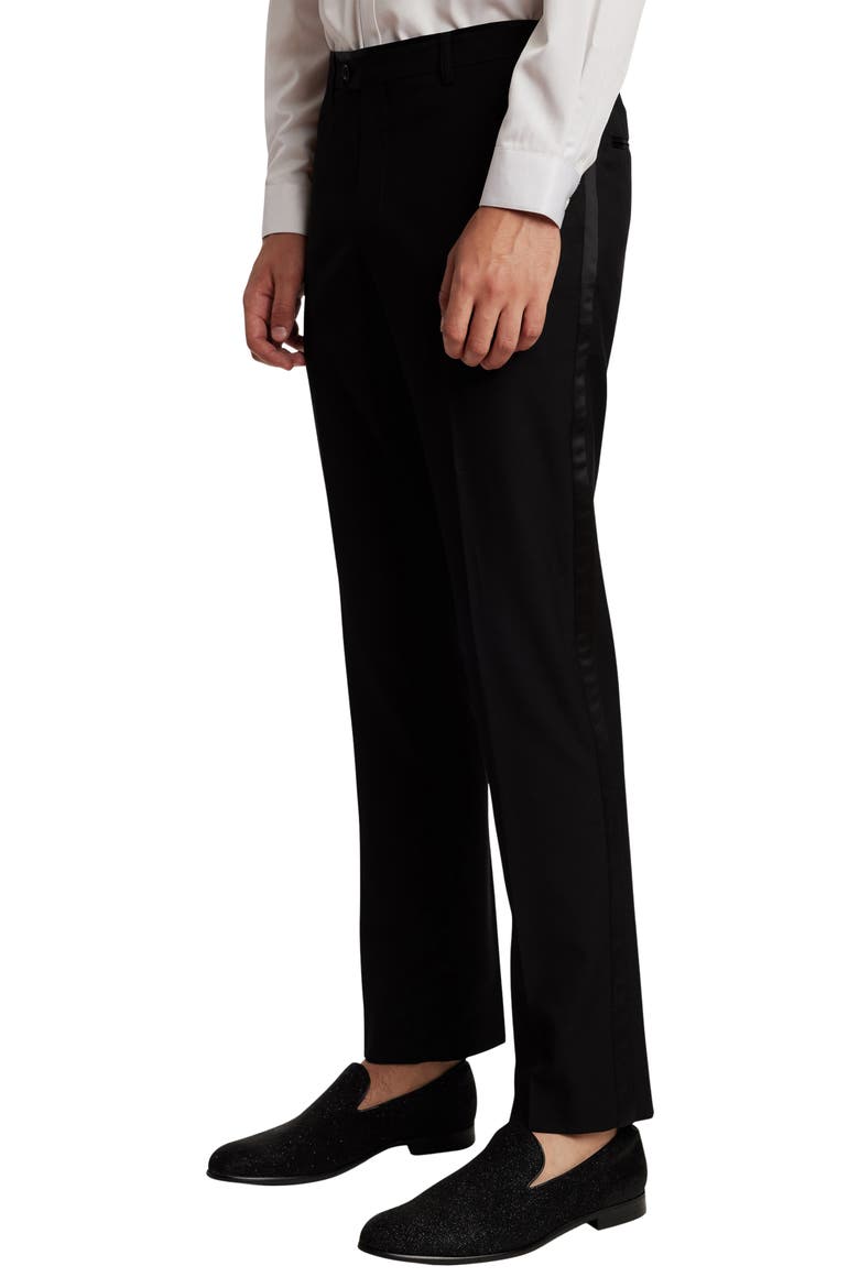 Sloane Slim Fit Tuxedo Pants, Alternate, color, BLACK STRETCH