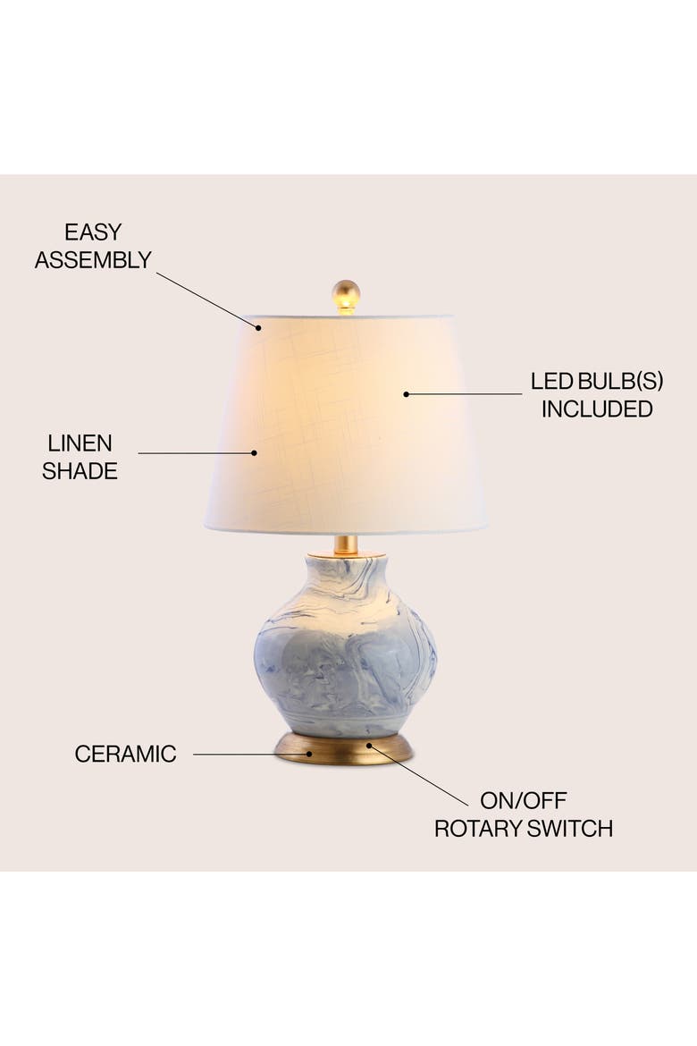 Holly Marbleized Ceramic LED Table Lamp, Alternate, color, Blue/White