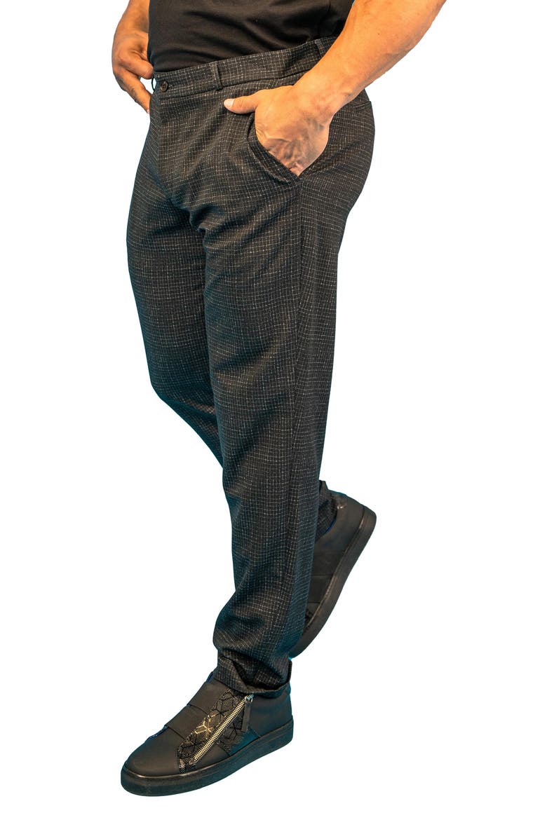 Squared Black Stretch Flat Front Pants, Alternate, color, BLACK