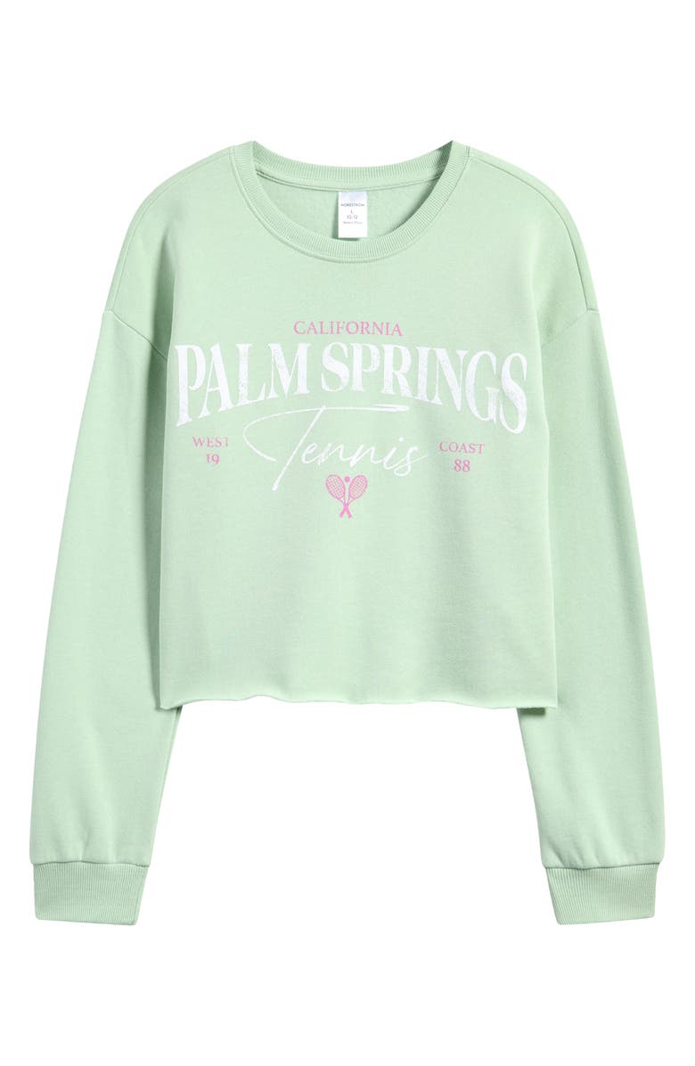 Nordstrom Kids' Palm Springs Fleece Graphic Sweatshirt, Main, color, Green Lily Palm Springs