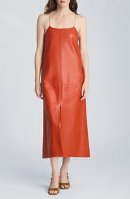 Kenneth Cole Faux Leather Wire Strap Midi Dress