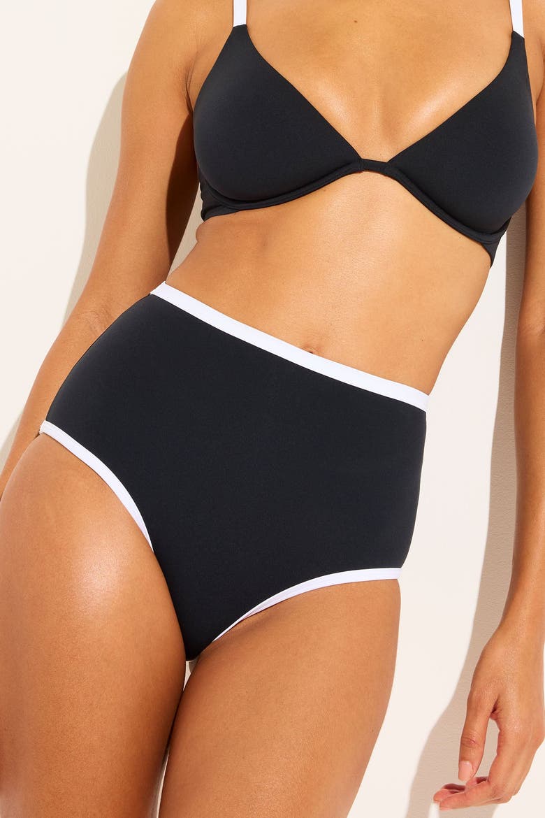 Swim Hight Waist Bottom, Main, color, Black and White