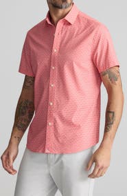 UNTUCKit Crab Print Short Sleeve Performance Button-Up Shirt