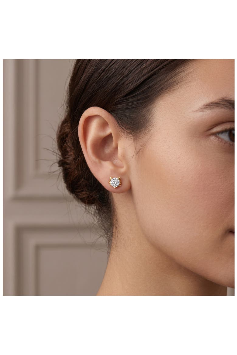 Kitty Cat Cubic Zirconia Stud Earrings, Alternate, color, GOLD