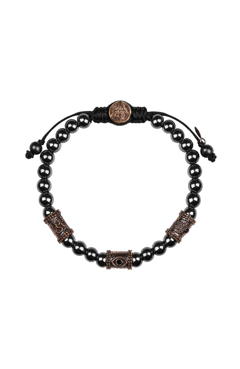 Karma and Luck Grounding Force - Hematite Macrame Bracelet, Main, color, Grey