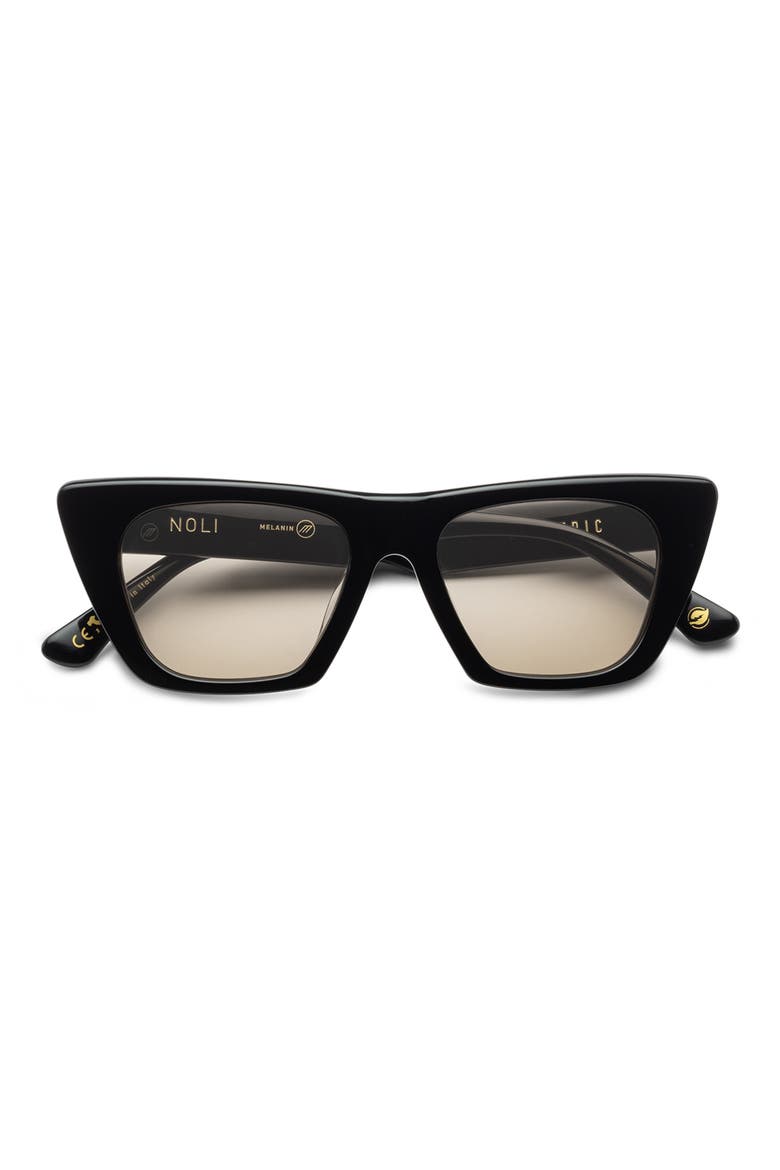 Noli 52mm Polarized Cat Eye Sunglasses, Alternate, color, GLOSS BLACK/AMBER