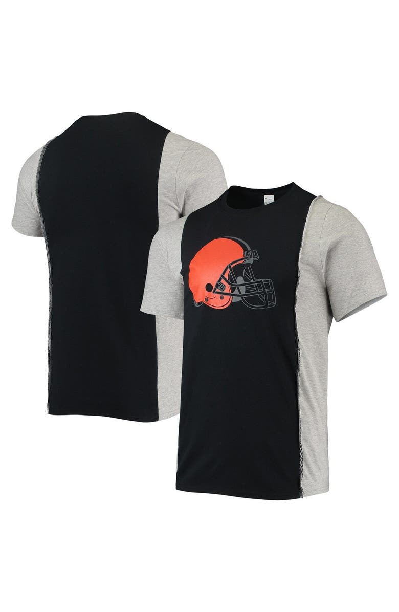 REFRIED APPAREL Men's Refried Apparel Black/Heathered Gray Cleveland Browns Sustainable Split T-Shirt, Main, color, Black